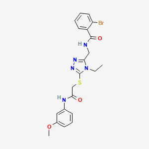 molecular formula C21H22BrN5O3S B4868995 2-bromo-N-{[4-ethyl-5-({2-[(3-methoxyphenyl)amino]-2-oxoethyl}sulfanyl)-4H-1,2,4-triazol-3-yl]methyl}benzamide 