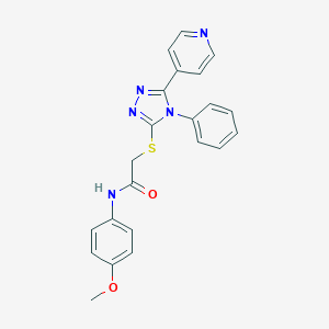 molecular formula C22H19N5O2S B048696 Acetamide, N-(4-methoxyphenyl)-2-((4-phenyl-5-(4-pyridinyl)-4H-1,2,4-triazol-3-yl)thio)- CAS No. 113518-49-3