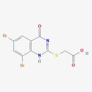 molecular formula C10H6Br2N2O3S B487001 2-((6,8-Dibromo-4-hydroxyquinazolin-2-yl)thio)acetic acid CAS No. 68055-61-8