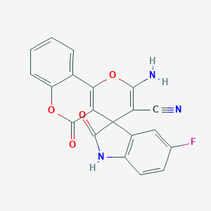 molecular formula C20H10FN3O4 B487054 2'-amino-5-fluoro-2,5'-dioxospiro[1H-indole-3,4'-pyrano[3,2-c]chromene]-3'-carbonitrile CAS No. 126115-68-2