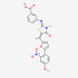molecular formula C23H17N3O7S B4870801 3-{[(2Z,5E)-5-{[5-(4-methoxy-2-nitrophenyl)furan-2-yl]methylidene}-3-methyl-4-oxo-1,3-thiazolidin-2-ylidene]amino}benzoic acid 