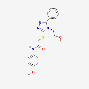 molecular formula C21H24N4O3S B4871036 N-(4-ethoxyphenyl)-2-{[4-(2-methoxyethyl)-5-phenyl-4H-1,2,4-triazol-3-yl]thio}acetamide 