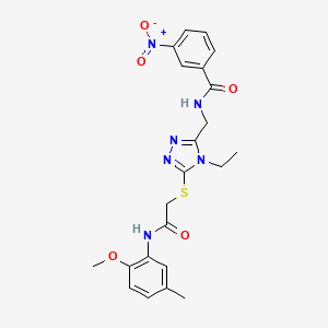 molecular formula C22H24N6O5S B4871076 N-{[4-ethyl-5-({2-[(2-methoxy-5-methylphenyl)amino]-2-oxoethyl}thio)-4H-1,2,4-triazol-3-yl]methyl}-3-nitrobenzamide 
