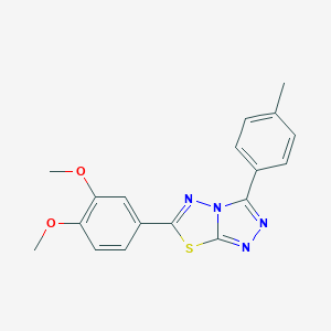 molecular formula C18H16N4O2S B487123 6-(3,4-Dimethoxyphenyl)-3-(4-methylphenyl)[1,2,4]triazolo[3,4-b][1,3,4]thiadiazole CAS No. 724429-14-5