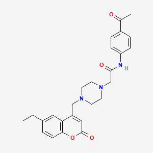 molecular formula C26H29N3O4 B4871234 N-(4-acetylphenyl)-2-{4-[(6-ethyl-2-oxo-2H-chromen-4-yl)methyl]piperazin-1-yl}acetamide 