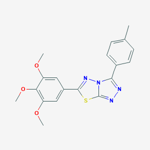 molecular formula C19H18N4O3S B487124 3-(4-Methylphenyl)-6-(3,4,5-trimethoxyphenyl)[1,2,4]triazolo[3,4-b][1,3,4]thiadiazole CAS No. 799782-90-4