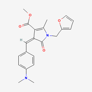 molecular formula C21H22N2O4 B4871268 METHYL (4Z)-4-{[4-(DIMETHYLAMINO)PHENYL]METHYLIDENE}-1-[(FURAN-2-YL)METHYL]-2-METHYL-5-OXO-4,5-DIHYDRO-1H-PYRROLE-3-CARBOXYLATE 