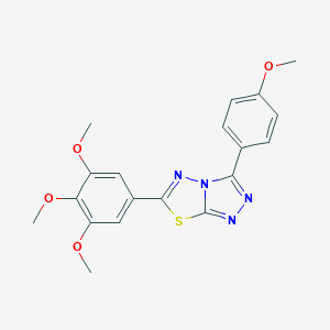 molecular formula C19H18N4O4S B487132 3-(4-Methoxyphenyl)-6-(3,4,5-trimethoxyphenyl)[1,2,4]triazolo[3,4-b][1,3,4]thiadiazole CAS No. 878429-53-9