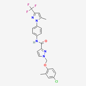 molecular formula C23H19ClF3N5O2 B4871374 1-[(4-chloro-2-methylphenoxy)methyl]-N-{4-[5-methyl-3-(trifluoromethyl)-1H-pyrazol-1-yl]phenyl}-1H-pyrazole-3-carboxamide 