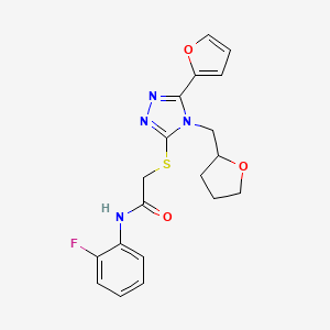 molecular formula C19H19FN4O3S B4871477 N-(2-FLUOROPHENYL)-2-{[5-(2-FURYL)-4-(TETRAHYDRO-2-FURANYLMETHYL)-4H-1,2,4-TRIAZOL-3-YL]SULFANYL}ACETAMIDE 