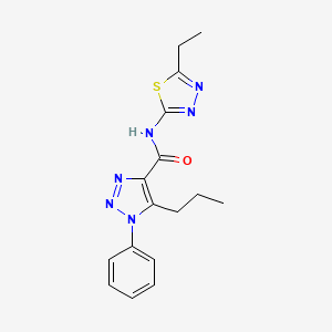 molecular formula C16H18N6OS B4871691 N-(5-ethyl-1,3,4-thiadiazol-2-yl)-1-phenyl-5-propyl-1H-1,2,3-triazole-4-carboxamide 