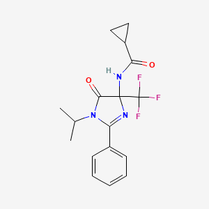 molecular formula C17H18F3N3O2 B4871699 N-[5-oxo-2-phenyl-1-(propan-2-yl)-4-(trifluoromethyl)-4,5-dihydro-1H-imidazol-4-yl]cyclopropanecarboxamide 