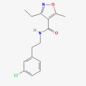 molecular formula C15H17ClN2O2 B4871732 N-[2-(3-CHLOROPHENYL)ETHYL]-3-ETHYL-5-METHYL-12-OXAZOLE-4-CARBOXAMIDE 