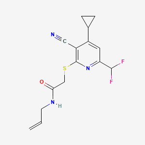 molecular formula C15H15F2N3OS B4871767 N~1~-ALLYL-2-{[3-CYANO-4-CYCLOPROPYL-6-(DIFLUOROMETHYL)-2-PYRIDYL]SULFANYL}ACETAMIDE 