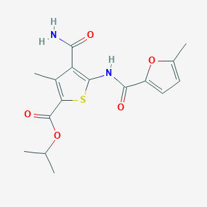 molecular formula C16H18N2O5S B4871877 ISOPROPYL 4-(AMINOCARBONYL)-3-METHYL-5-{[(5-METHYL-2-FURYL)CARBONYL]AMINO}-2-THIOPHENECARBOXYLATE 