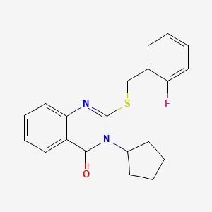 molecular formula C20H19FN2OS B4871914 3-CYCLOPENTYL-2-{[(2-FLUOROPHENYL)METHYL]SULFANYL}-3,4-DIHYDROQUINAZOLIN-4-ONE 