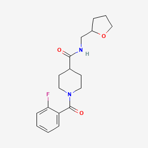 molecular formula C18H23FN2O3 B4872196 1-(2-FLUOROBENZOYL)-N-[(OXOLAN-2-YL)METHYL]PIPERIDINE-4-CARBOXAMIDE 