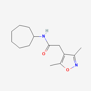 molecular formula C14H22N2O2 B4872529 N-cycloheptyl-2-(3,5-dimethyl-1,2-oxazol-4-yl)acetamide 