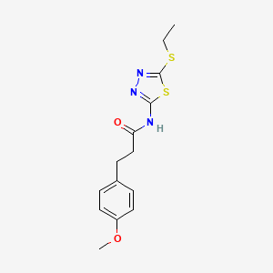 molecular formula C14H17N3O2S2 B4872584 N-[5-(ethylsulfanyl)-1,3,4-thiadiazol-2-yl]-3-(4-methoxyphenyl)propanamide 