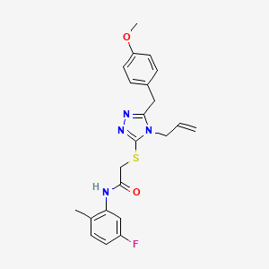 molecular formula C22H23FN4O2S B4872605 N-(5-fluoro-2-methylphenyl)-2-{[5-(4-methoxybenzyl)-4-(prop-2-en-1-yl)-4H-1,2,4-triazol-3-yl]sulfanyl}acetamide 