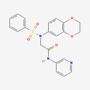 molecular formula C21H19N3O5S B4872656 N~2~-(2,3-dihydro-1,4-benzodioxin-6-yl)-N~2~-(phenylsulfonyl)-N~1~-3-pyridinylglycinamide 