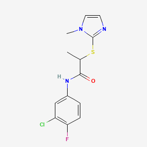 molecular formula C13H13ClFN3OS B4872657 N-(3-chloro-4-fluorophenyl)-2-[(1-methyl-1H-imidazol-2-yl)sulfanyl]propanamide 