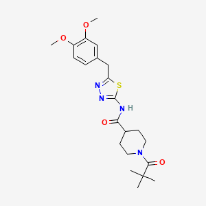 molecular formula C22H30N4O4S B4872678 N-[5-(3,4-dimethoxybenzyl)-1,3,4-thiadiazol-2-yl]-1-(2,2-dimethylpropanoyl)piperidine-4-carboxamide 