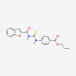 molecular formula C20H18N2O4S B4872713 Propyl 4-{[(1-benzofuran-2-ylcarbonyl)carbamothioyl]amino}benzoate 