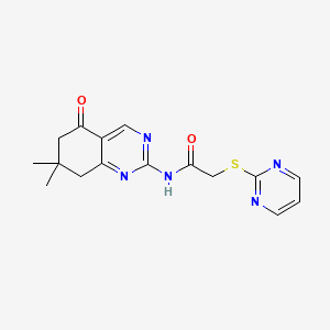 molecular formula C16H17N5O2S B4872729 N-(7,7-dimethyl-5-oxo-5,6,7,8-tetrahydroquinazolin-2-yl)-2-(pyrimidin-2-ylsulfanyl)acetamide 