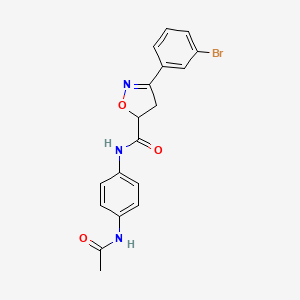 molecular formula C18H16BrN3O3 B4872864 N-[4-(acetylamino)phenyl]-3-(3-bromophenyl)-4,5-dihydro-5-isoxazolecarboxamide 