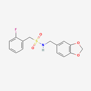 molecular formula C15H14FNO4S B4873086 N-[(2H-1,3-BENZODIOXOL-5-YL)METHYL]-1-(2-FLUOROPHENYL)METHANESULFONAMIDE 