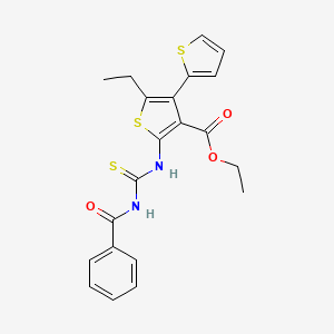 molecular formula C21H20N2O3S3 B4873143 Ethyl 2-(benzoylcarbamothioylamino)-5-ethyl-4-thiophen-2-ylthiophene-3-carboxylate 