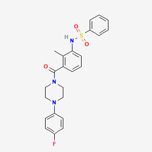 molecular formula C24H24FN3O3S B4873225 N-(3-{[4-(4-fluorophenyl)-1-piperazinyl]carbonyl}-2-methylphenyl)benzenesulfonamide 