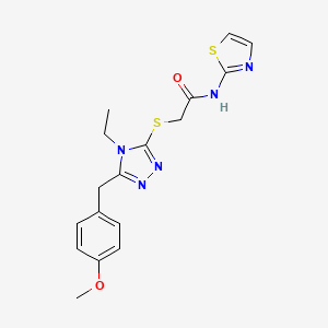 molecular formula C17H19N5O2S2 B4873463 2-{[4-ethyl-5-(4-methoxybenzyl)-4H-1,2,4-triazol-3-yl]sulfanyl}-N-(1,3-thiazol-2-yl)acetamide 