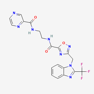 molecular formula C19H15F3N8O3 B4873515 N-{2-[(3-{[2-(TRIFLUOROMETHYL)-1H-1,3-BENZODIAZOL-1-YL]METHYL}-1,2,4-OXADIAZOL-5-YL)FORMAMIDO]ETHYL}PYRAZINE-2-CARBOXAMIDE 