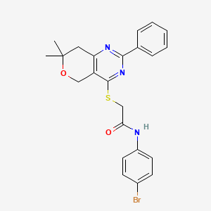 molecular formula C23H22BrN3O2S B4873518 N-(4-BROMOPHENYL)-2-({7,7-DIMETHYL-2-PHENYL-5H,7H,8H-PYRANO[4,3-D]PYRIMIDIN-4-YL}SULFANYL)ACETAMIDE 