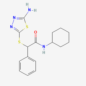 molecular formula C16H20N4OS2 B4873520 2-[(5-amino-1,3,4-thiadiazol-2-yl)sulfanyl]-N-cyclohexyl-2-phenylacetamide 