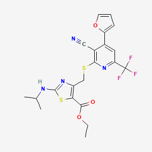 molecular formula C21H19F3N4O3S2 B4873570 ETHYL 4-({[3-CYANO-4-(2-FURYL)-6-(TRIFLUOROMETHYL)-2-PYRIDYL]SULFANYL}METHYL)-2-(ISOPROPYLAMINO)-1,3-THIAZOLE-5-CARBOXYLATE 