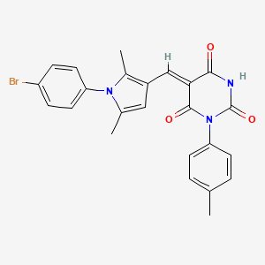 molecular formula C24H20BrN3O3 B4873643 (5Z)-5-{[1-(4-bromophenyl)-2,5-dimethyl-1H-pyrrol-3-yl]methylidene}-1-(4-methylphenyl)pyrimidine-2,4,6(1H,3H,5H)-trione 