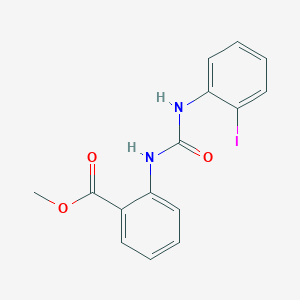 molecular formula C15H13IN2O3 B4874048 METHYL 2-{[(2-IODOANILINO)CARBONYL]AMINO}BENZOATE 