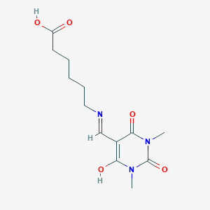 molecular formula C13H19N3O5 B4874068 6-{[(1,3-dimethyl-2,4,6-trioxotetrahydro-5(2H)-pyrimidinylidene)methyl]amino}hexanoic acid 