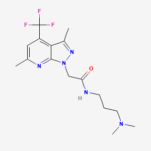 molecular formula C16H22F3N5O B4874132 N~1~-[3-(Dimethylamino)propyl]-2-[3,6-dimethyl-4-(trifluoromethyl)-1H-pyrazolo[3,4-B]pyridin-1-YL]acetamide 