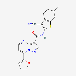 molecular formula C21H17N5O2S B4874390 N-(3-CYANO-6-METHYL-4,5,6,7-TETRAHYDRO-1-BENZOTHIOPHEN-2-YL)-7-(2-FURYL)PYRAZOLO[1,5-A]PYRIMIDINE-3-CARBOXAMIDE 