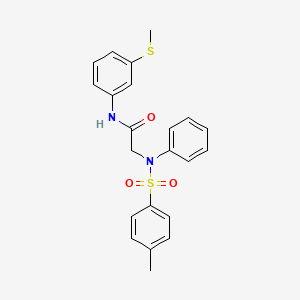 molecular formula C22H22N2O3S2 B4874474 N~2~-[(4-methylphenyl)sulfonyl]-N-[3-(methylsulfanyl)phenyl]-N~2~-phenylglycinamide 