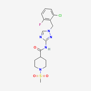molecular formula C16H19ClFN5O3S B4874556 N~4~-[1-(2-CHLORO-6-FLUOROBENZYL)-1H-1,2,4-TRIAZOL-3-YL]-1-(METHYLSULFONYL)-4-PIPERIDINECARBOXAMIDE 