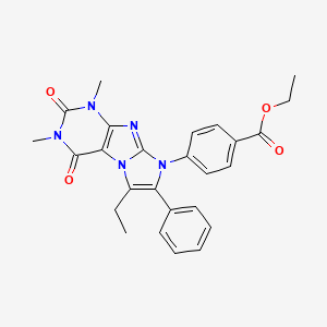 molecular formula C26H25N5O4 B4874808 ETHYL 4-{6-ETHYL-1,3-DIMETHYL-2,4-DIOXO-7-PHENYL-1H,2H,3H,4H,8H-IMIDAZO[1,2-G]PURIN-8-YL}BENZOATE 