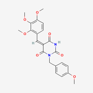 molecular formula C22H22N2O7 B4874855 (5E)-1-(4-methoxybenzyl)-5-(2,3,4-trimethoxybenzylidene)pyrimidine-2,4,6(1H,3H,5H)-trione 