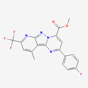 molecular formula C19H12F4N4O2 B4875111 methyl 4-(4-fluorophenyl)-13-methyl-11-(trifluoromethyl)-3,7,8,10-tetrazatricyclo[7.4.0.02,7]trideca-1,3,5,8,10,12-hexaene-6-carboxylate 