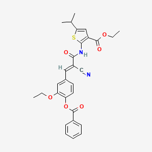molecular formula C29H28N2O6S B4875134 ethyl 2-({3-[4-(benzoyloxy)-3-ethoxyphenyl]-2-cyanoacryloyl}amino)-5-isopropyl-3-thiophenecarboxylate 