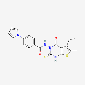 molecular formula C20H18N4O2S2 B4875147 N-(5-ethyl-2-mercapto-6-methyl-4-oxothieno[2,3-d]pyrimidin-3(4H)-yl)-4-(1H-pyrrol-1-yl)benzamide 